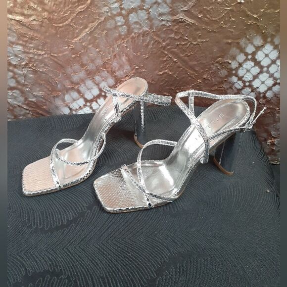 NWT Billini Faux Snakeskin Metallic Strappy Heeled Sandals - Picture 5 of 14